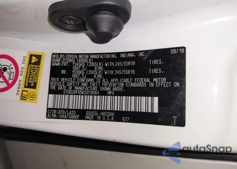 2019 Toyota Highlander Limited Platinum z USA, uszkodzony, nr VIN 5TDDZRFH5KS919064